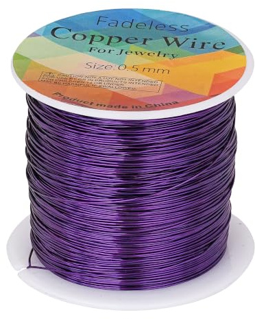 203 Feet Tarnish Resistant Copper Wires 24 Gauge/0.5mm | Purple Jewelry Craft Wires Beading Wire for Jewelry Making, Wire Wrapping and Crafting