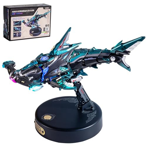 ROKR Puzzle 3D Meccanico Squalo Martello, Modello di Animale Marino con Effetto Movimento e Luce LED per Adulti, Puzzle 3D da Collezionare (MI07)