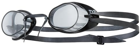 TYR Unisex Adult Socket Rocket 2.0 Swedish Style Goggles - Smoke/Black/Black, Medium