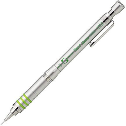 Zebra Druckbleistift, Tect 2-Wege, 0,3 mm, silberfarbener Körper (MAS41-S)