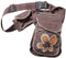 Goa Schulter Bauchtasche Gürteltasche Bauchgurt Hippie PSY Festival Blumenmotiv, Farbe:Braun