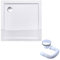 doporro Plato de Ducha 80x80x14 cm Acrílico Blanco, Cuadrado, Incluye Válvula de Desagüe AL01, Conexiones DIN, Fácil Montaje Faro1H