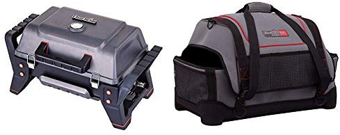 Char-Broil X200 Grill2Go - Portable Barbecue Grill with TRU-Infrared™ technology, Grey| Cast aluminium with Portable Gas Grill Carry Bag