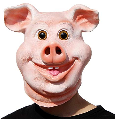 PartyCostume – Fröhliche Schweinemaske – Halloween-Party, lustig, niedlich, Latex, Tiermaske