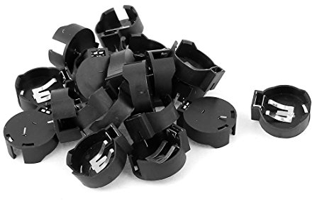 sourcing map 20pcs Kunststoff Gehäuse CR2450 Knopfzellen Batteriehalter Etui Schwarz