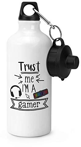 Gift Base Trust Me I'm A Gamer Sports Flasche Wasser Fitness 600ml Weiß