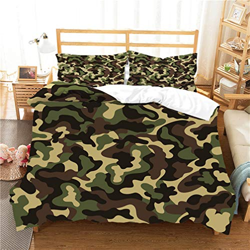WENYA Schwarz Weiß Gelb Grün Bettwäsche-Set Camouflage Leopard Zebra Kühe Bettbezug und Kissenbezug Mikrofaser Kind Junge Mädchen (Stil 1, 135x200 cm + 80x80 cm*1)