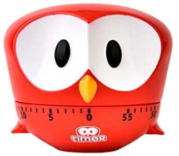 Cabilock Küchentimer Cartoon Eule Figur 60 Minuten Eieruhr Mechanischer Timer Küchenwecker Timer Time Erinnerung für Kochen Backen Sport Studieren Küche (Rot)