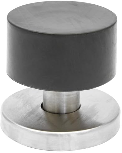 WAGNER Bodentürstopper GLACIER - Durchmesser Ø 40 x 40 mm, Zinkdruckguss satiniert, Softanschlag aus thermoplastischem Kautschuk, schwarz, zum Schrauben inklusive Montagematerial - 15506011