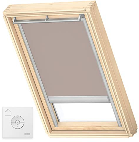VELUX Original Solar-Verdunkelungsrollo Silberne Seitenschienen, P08, PK38, Hell-Taupe