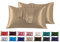 Satin Kissenbezug 50 x 90 cm 2 Stück- 100% Satin, Superweicher Kopfkissenbezug, Kissenhülle Hellbraun