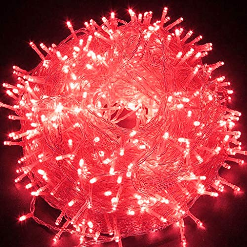 HULX Luci di Stringa Fata Albero, 5m 50LED Luci di Natale a LED Luci a Stringa di LED Luci Scintillanti di Fata Luci di Stringa di Albero Luci di Stringa di Fata di Natale Batteria (Rosso)