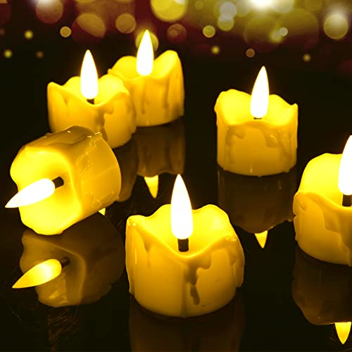 LED Teelichter,12er Set LED Teelichter mit Timer Flammenlose LED Kerzen Batteriebetriebener, echte Flammeneffekt, flackernde LED Tee Lichter,6 Stunden an und 18 Stunden aus für Weihnachten,Party