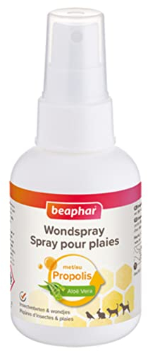 BEAPHAR – Spray Derma+ – Peaux abîmées & piqûres d’Insectes – Favorise la réparation de la Peau endommagée chez Les Animaux – Au Propolis et à l’Aloe Vera – pour Tous Les Animaux – 75 ML