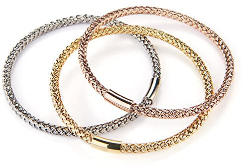 Sovrani Set di bracciali da Donna della Collezione Fashion Mood Tris di bracciali rigidi in Ottone con Finitura Dorata, Colore Oro rosè e rodio. La referenza è j6614.