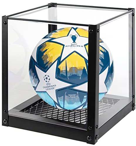 J JACKCUBE DESIGN MK809A Acryl-Fußball-Vitrine, transparente Display-Halterung mit Metallnetz-Basis für Fußball, Basketball, Volleyball, Sammlerstücke