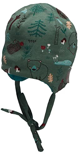 Sterntaler Baby Jungen Beanie Waldtiere Mütze - Kinderbeanie Gefüttert Mit Baumwoll Fleece - Dunkelgrün, 35