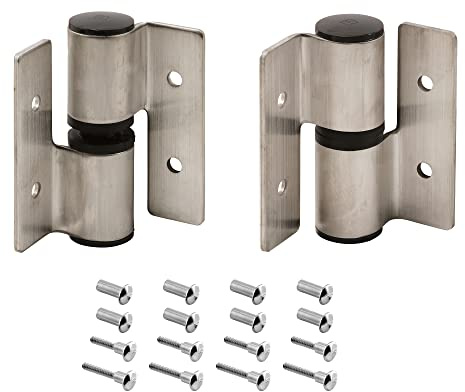 Prime-Line 658-8237 Surface Mounted Hinge Set, RH/IN - LH/OUT, w/Fasteners, Stainless Steel (Single Pack)