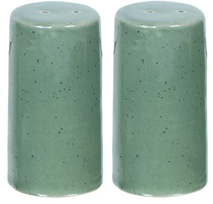 WholelifeObjects Salt and Pepper Shakers Set Farmhouse Kitchen Decor Ceramic Salt Shaker - Wedding Registry Ideas Gifts Salt and Pepper Set Holder Table Décor, Modern (Olive Green Matt)- Set of 2