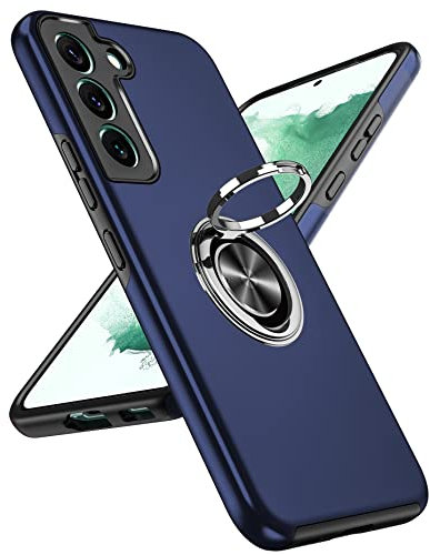 LeYi Coque pour Samsung Galaxy S22(Pas S22+/S22 Ultra) avec Anneau Telephone, Antichoc Housse de Protection, Militaire Renforcée PC et Souple TPU Silicone Etui pour Samsung Galaxy S22 - Bleu