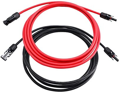2.5mm2/4mm2/ 6mm2 PV Cable 14AWG 12AWG 10AWG Cable de extensión Solar con Conectores Macho Hembra (Color : 12 AWG-4mm2, Size : 1m Black and 1m Red)