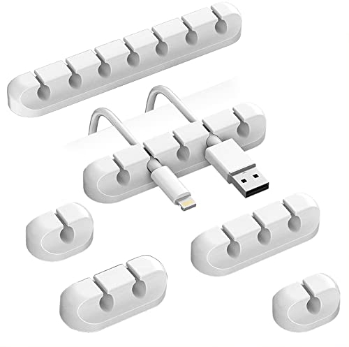 Rusoz Kabelclips Schreibtisch,6 Stück Kabelhalter Selbstklebend Weiß Silikon Kabel Halter mit 3M Klebepad Für PC kabelmanagement Oder Lichterketten