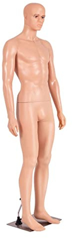 GiantexUK 184cm Male Mannequin, Detachable Full Body Dress Form | with Metal Base, Rotatable Head and Arms, Adjustable Mannequin Stand for Retail Clothing Shops