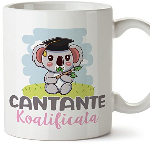 Mugffins Tazza in ceramica per CANTANTE donna 11 oz / 350 ml - In italiano - Koalificato/Koalificata - Idea regalo per compleanno, anniversario, natale, laurea