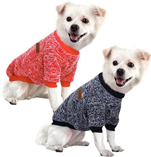 HuaLiSiJi Hundepullover Kleine Hunde Chihuahua Pullover Hunde Hoodie Hunde Sweatshirt, Warm und Leicht, Mit Einer Weichen Textur, Elastizität Leicht zu Tragen (Rot+Navy Blau, L)