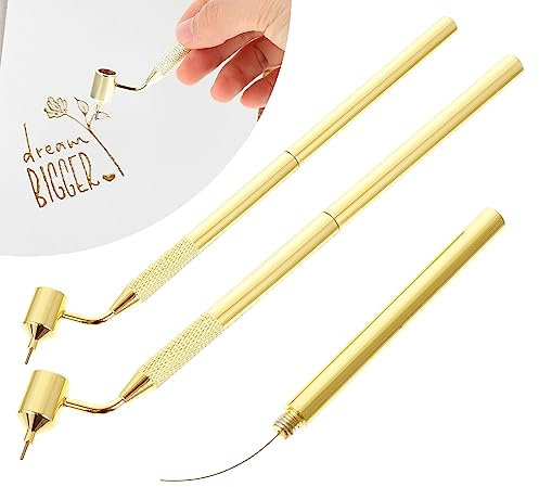 YIDM Stylo Applicateur de Peinture: 2 Pcs à Ligne Fine Inclinée, Fluid Writer Pen pour Eclats de Roche, Réparation des Rayures (Doré 0,5 mm + 0,7 mm)