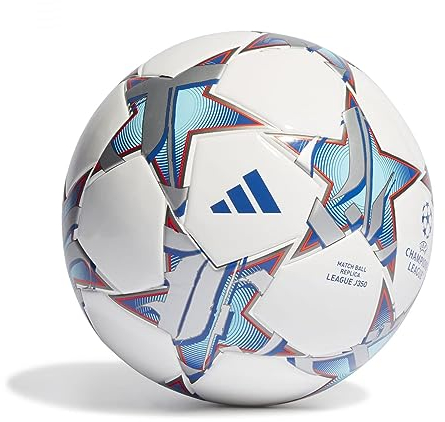 adidas Unisex Kinder Ball (Laminated) UCL LGE J350, Top:White/Silver Met./Bright Cyan/Shock Purple Bottom:Iron Met./Solar Orange, IA0941, 4