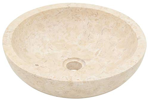 Homgoday Lavabo à poser pour salle de bain ou WC 40 x 12 cm Marbre Crème