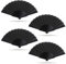 Grantop 4 Pcs Black Folding Hand Fan Set, Silk Fabric Plastic Ribs Handheld Fan, Folding Chinese Fan for Wedding Christmas Party Prom Festival DIY Home Decorations (4Pcs, Black)