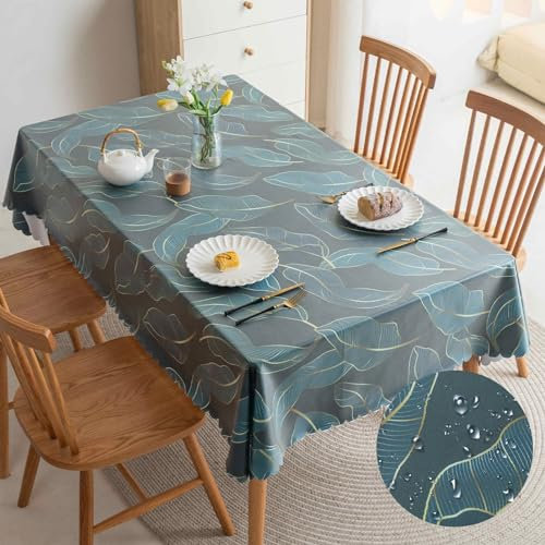 CALIYO Tischdecke, Tischdecke Abwaschbar Baumwolle und Leinen, Gartentischdecke 3 Farben verfügbar, Table Cloth Wasserdicht, Ölbeständig, Tischtuch für Esstisch, Küche, Wohnzimmer Küche, Wohnzimmer