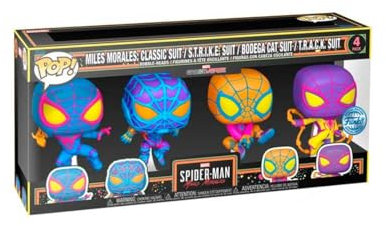 Funko POP! Games: Miles Morales - 4 Pack - Blacklight - Miles Morales Game - Collectable Vinyl Figure - Gift Idea - Official Merchandise - Toys for Kids & Adults - Games Fans