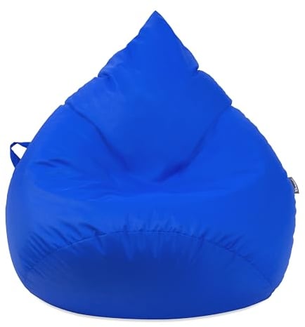 Droplet-Lounge Tropfenform Sitzsack mit Füllung | für Kinder Erwachsene | Indoor & Outdoor geeignet | Wasser-& Schmutzabweisend | Sitzkissen Bodenkissen Beanbag (XXL Durchmesser 80 cm, Blau)