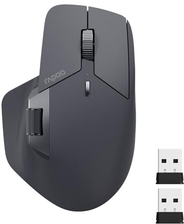 Rapoo MT760 Multi-Device Wireless Mouse, Bluetooth 5.0 and 2.4G Multi-Mode Connection, Up to 4 Devices, 11 Programmable Buttons, 4K DPI, 90 Days Battery Life, PC, Matte Black