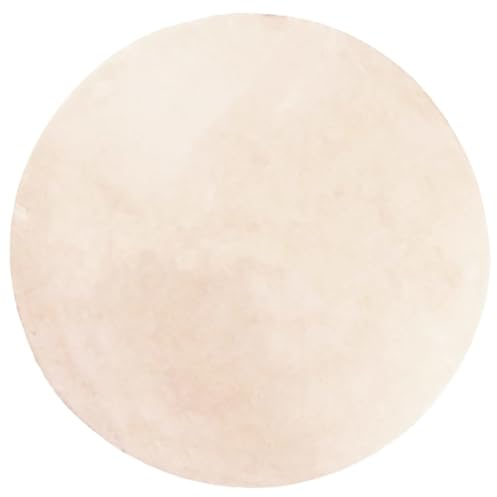 vidaXL Teppich, Wohnzimmerteppich Kurzflor Weich Waschbar, Moderner Teppich Rund für Wohnzimmer Schlafzimmer, Flauschig Einfarbig rutschfest, Beige Ø 120cm
