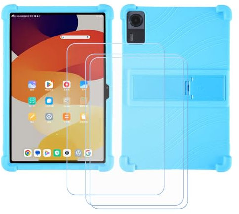 BMPNLSZ Funda para Lenovo Yoga Tab 3 Plus, Cover Suave Silicona TPU Carcasa Caso Protectora Case + 3 Cristal Templado Film Vidrio Protector de Pantalla para Lenovo Yoga Tab 3 Plus (10,1) - Azu2