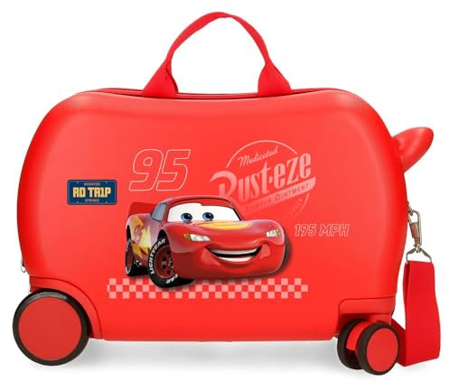 Disney Joumma Bags, Cars RD Trip, Kabinenkoffer, Kinderkoffer, aus ABS, einem Starren und leichten Material, multidirektionale Doppelräder, seitlicher Kombinationsverschluss., rot, Kinderkoffer