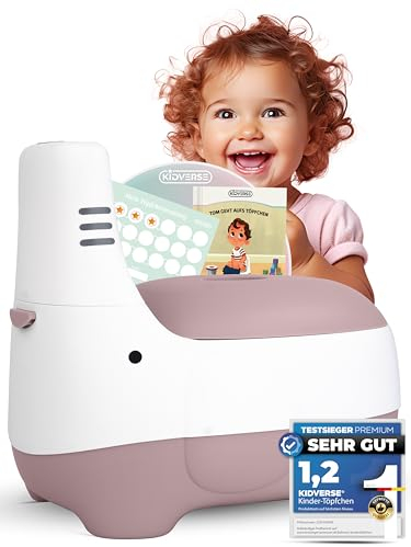 KIDVERSE® Töpfchen für Kinder - Komfortable Kindertoilette mit Deckel - Hautfreundliches Kinder Töpfchen mit Spritzschutz - Praktisches Töpfchen Baby Set mit Erfolgsbuch - Toilette Kinder Rosa