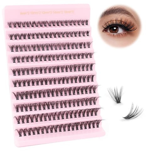 Glowing Win Extension Cils Naturel Faux Cils Individuel 40D Cluster Lashes DIY Faux Cils Volume Russe Extensions de Cils Professionnel (Mix 8-16mm)