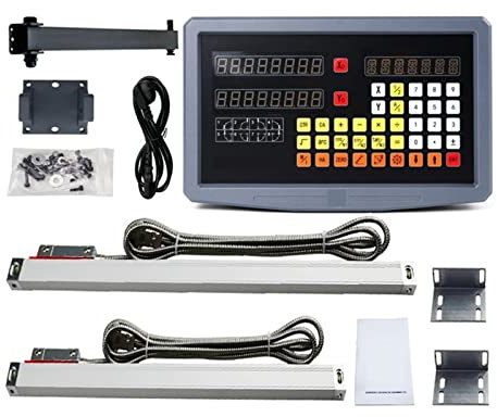 VChics Linearmaßstab-Encoder-Kit, 2-Achs-Digitalauslesesystem + 2 stücke linear-codierer linearer Maßstab Abmessungen 200 300 400 500 600 700 800 900mm für Fräs-Drehmaschine(Color:Green)
