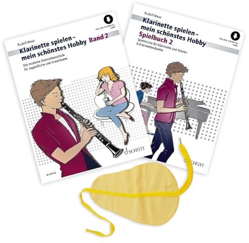 Klarinette spielen - mein schönstes Hobby Band 2 und Spielbuch 2 ( ED 20642D, ED 20643D, 9783795725891, 9783795724535) + Soundman Durchziehwischer für Klarinette (Starterset)