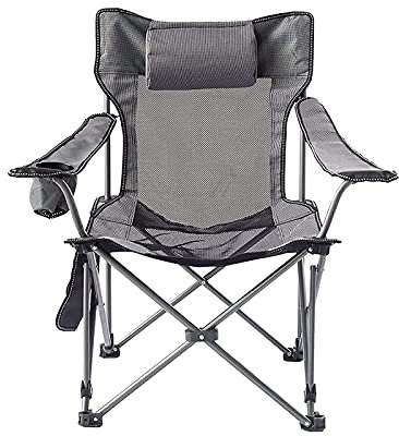 DDKYHU Klappbarer Campingstuhl, Verstellbarer Lounge-Relaxsessel, tragbarer zusammenklappbarer Gartenstuhl mit Getränkehalter und Kissen