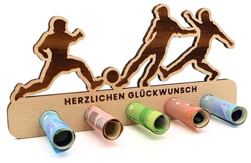 ZUKLA kleine Verpackung für Geldgeschenke - Spardose Fussball - Handmade - Fussball Geschenke Jungen - Geschenke für Fussballfans