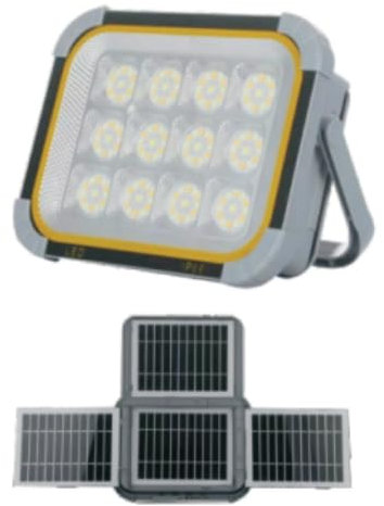 ERAY 150W Projecteur LED Rechargeable Portable avec 4 Panneaux Solaires, Lampe de Travail 12000mAh/336 Perles LED/4 Modes/IP64, Projecteur de Chantier pour Garage, Camping