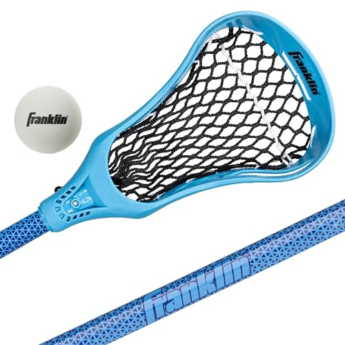Franklin Sports 32 Youth Mini Lacrosse Stick & Ball Set - Blue Practice Stick - Beginner Backyard Lacrosse - Learn The Fundamentals of Lacrosse