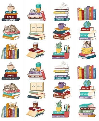 26Pcs Wooden Book Ornaments for Christmas Tree, Book Lovers Gifts, Bookstore Christmas Decorations, Book Tree Ornament Set, Hanging Signs for Xmas Party