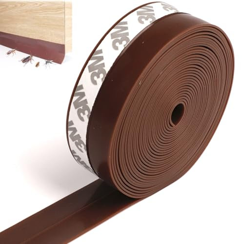 SIOPPKIK Bas de Porte Isolant avec Adhésif 3M Premium, 8M x 25MM Bas de Porte Adhésif, Joint Bas de Porte, Isolation Thermique Portes et Fenêtres, Protection Froide, Protection Sonore
